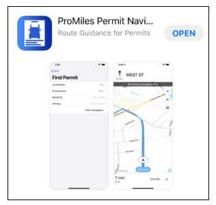 Screenshot of find permit screen and route start screen